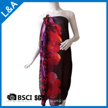 Polyester Chiffon Printed Scarf for Women Red